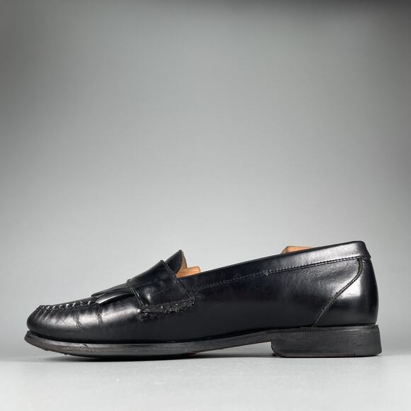 G.H. Bass Men\'s Size 8 Black Leather Casual Slip On Kilt Dress Shoes Casual GUC